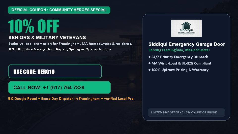 10% OFF Senior, Military & First Responder Discount in Framingham, MA - Siddiqui Emergency Garage Door