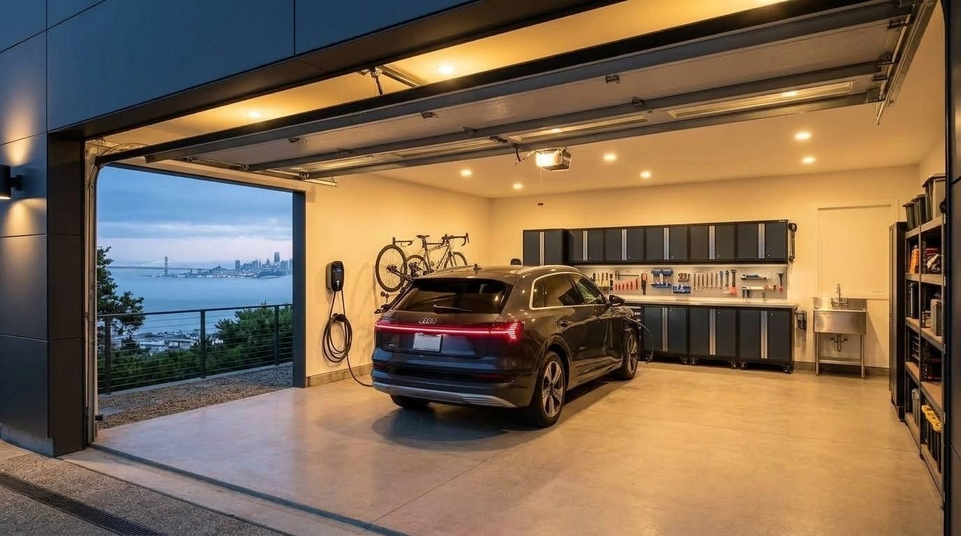 Siddiqui Emergency Garage Door Interior View of Custom Garage Door Overhead and Workshop